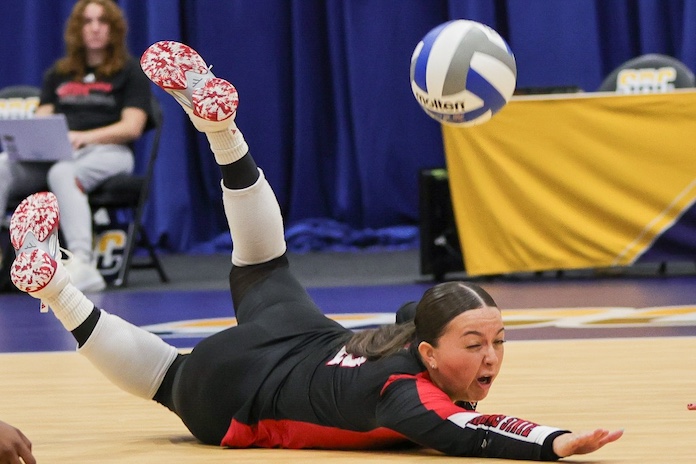 NCAA: Sarah Martinez of Arkansas State gets the pancake against Georgia State in the Sun Belt Championship Bobby McDuffie, McDuffie Images