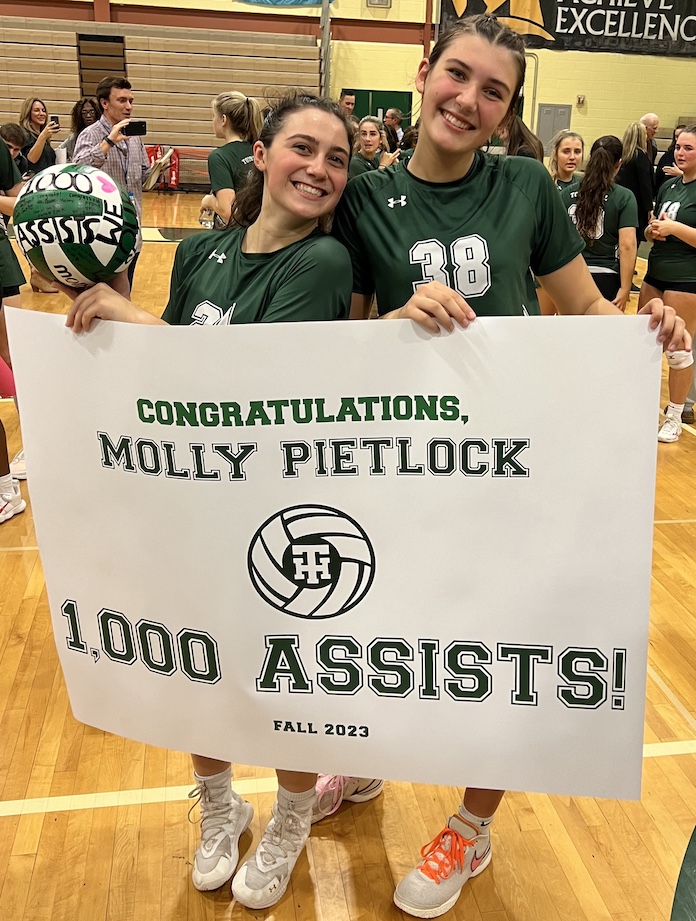 Tawa's Dots: Molly Pietlock (foreground) delivered her 1,000th career assist to freshman Sydney Fischer (pictured) in Tower Hill's upset win to retain the Delaware state title